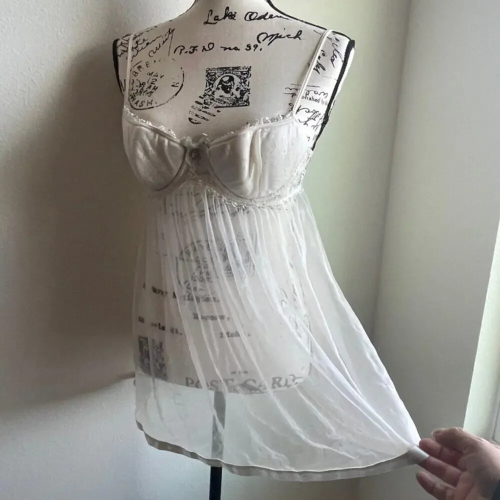 Y2K 2000's Victoria Secret Babydoll Sexy Little things Sz 34C‎ ivory Nightgown